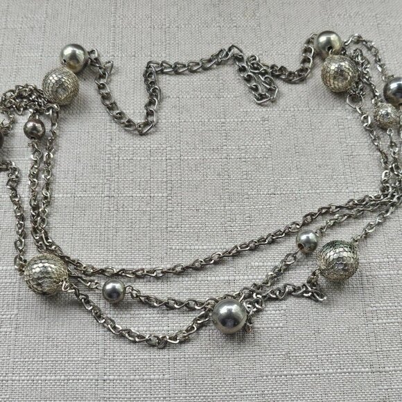 Women Necklace Long Chain Statement Silver Tone Fashion Jewelry - Picture 1 of 10